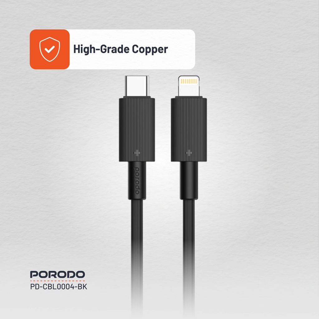 PORODO USB C TO LIGHTNING DURABLE CHARGING CABLE 1.2M BLACK PD-CBL0004-BK - Image 6