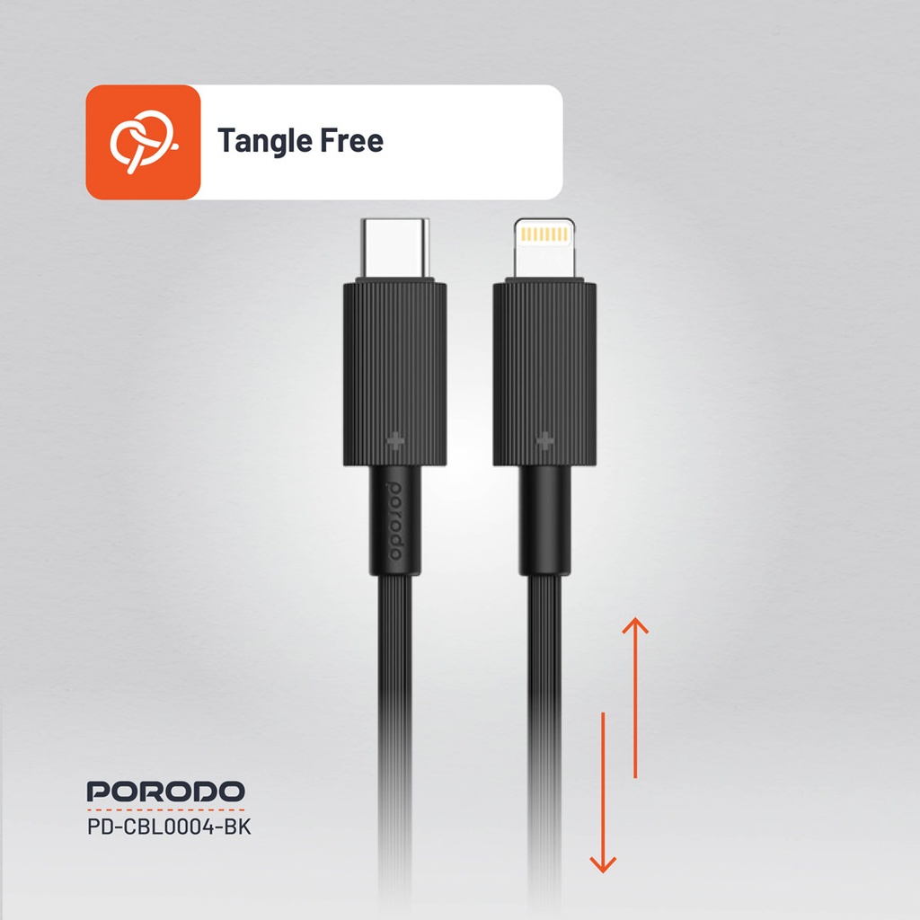 PORODO USB C TO LIGHTNING DURABLE CHARGING CABLE 1.2M BLACK PD-CBL0004-BK - Image 4