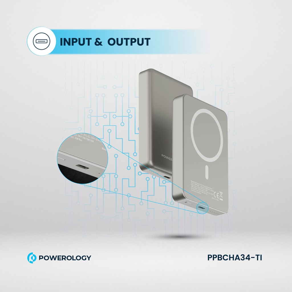 POWEROLOGY 10000MAH MAGSAFE ALUMINIUM POWERBANK TITANIUM PPBCHA34-TITANIUM - Image 7