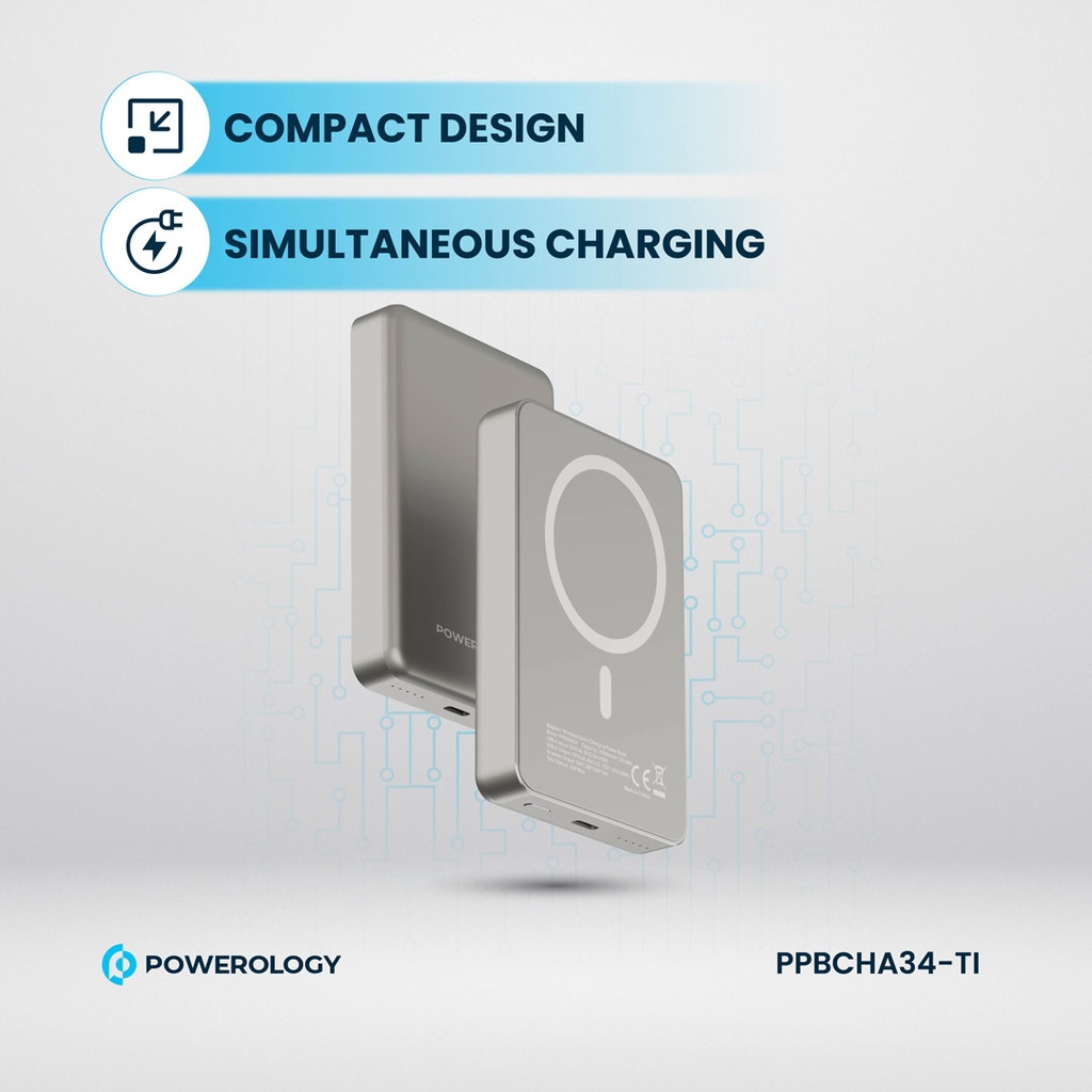 POWEROLOGY 10000MAH MAGSAFE ALUMINIUM POWERBANK TITANIUM PPBCHA34-TITANIUM - Image 6