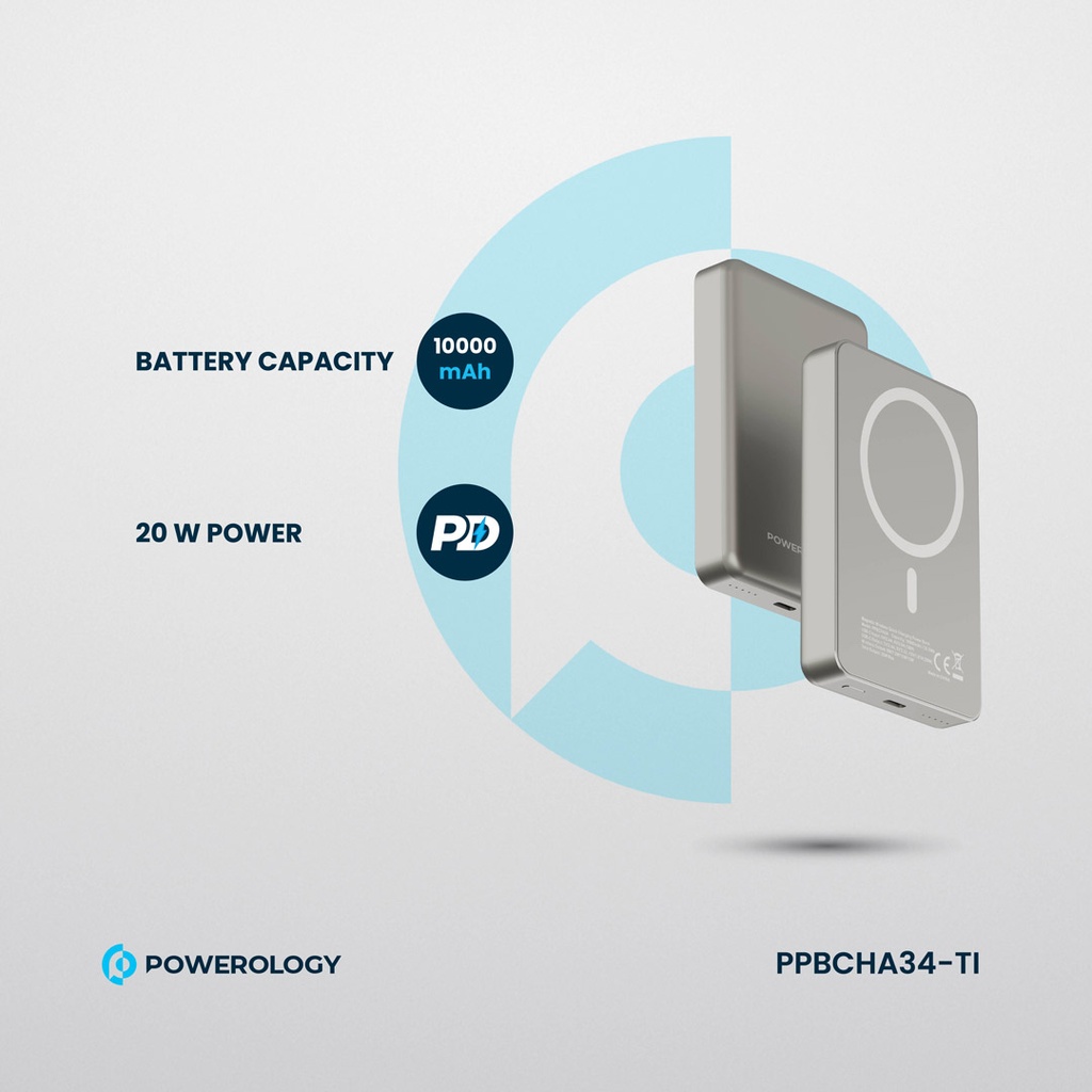 POWEROLOGY 10000MAH MAGSAFE ALUMINIUM POWERBANK TITANIUM PPBCHA34-TITANIUM - Image 4