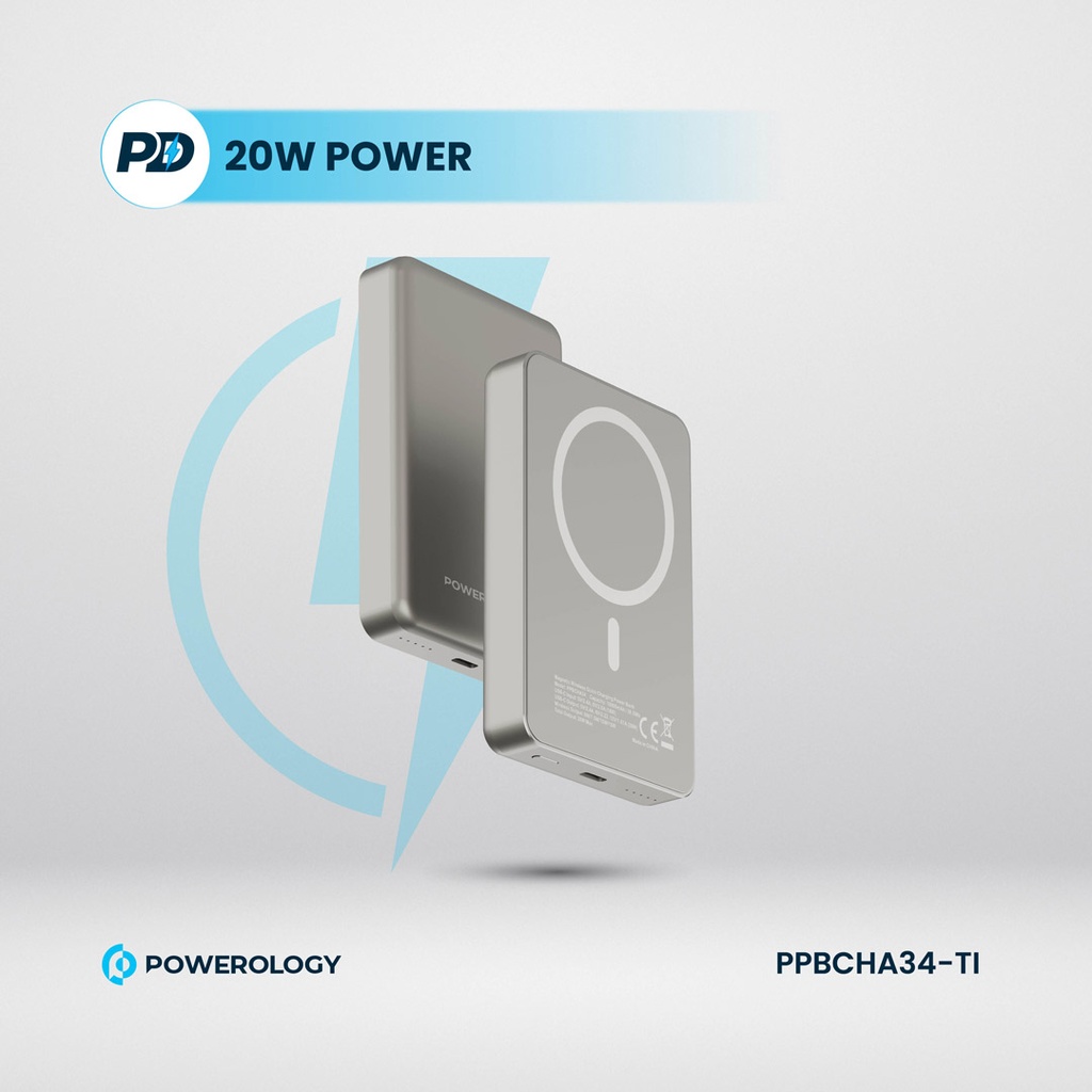 POWEROLOGY 10000MAH MAGSAFE ALUMINIUM POWERBANK TITANIUM PPBCHA34-TITANIUM - Image 3