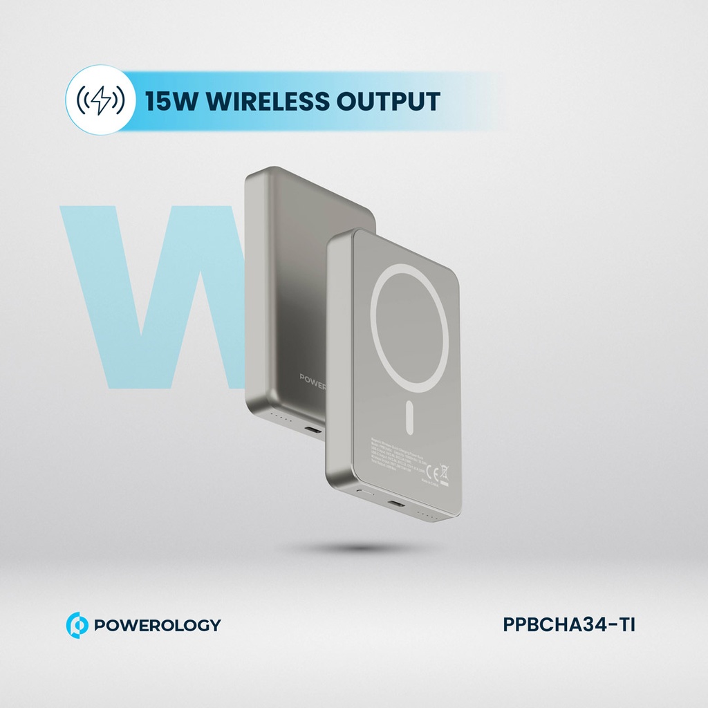 POWEROLOGY 10000MAH MAGSAFE ALUMINIUM POWERBANK TITANIUM PPBCHA34-TITANIUM - Image 2