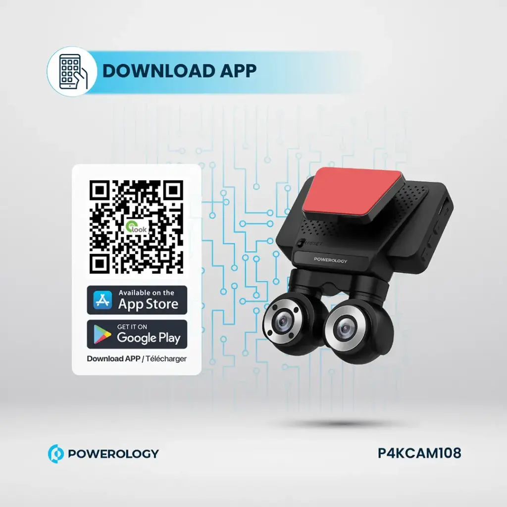 POWEROLOGY 4K DUAL LENS DASH CAMERA BLACK P4KCAM108 - Image 5