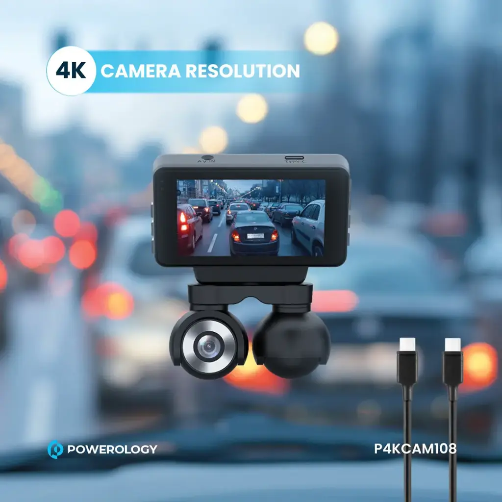 POWEROLOGY 4K DUAL LENS DASH CAMERA BLACK P4KCAM108 - Image 6