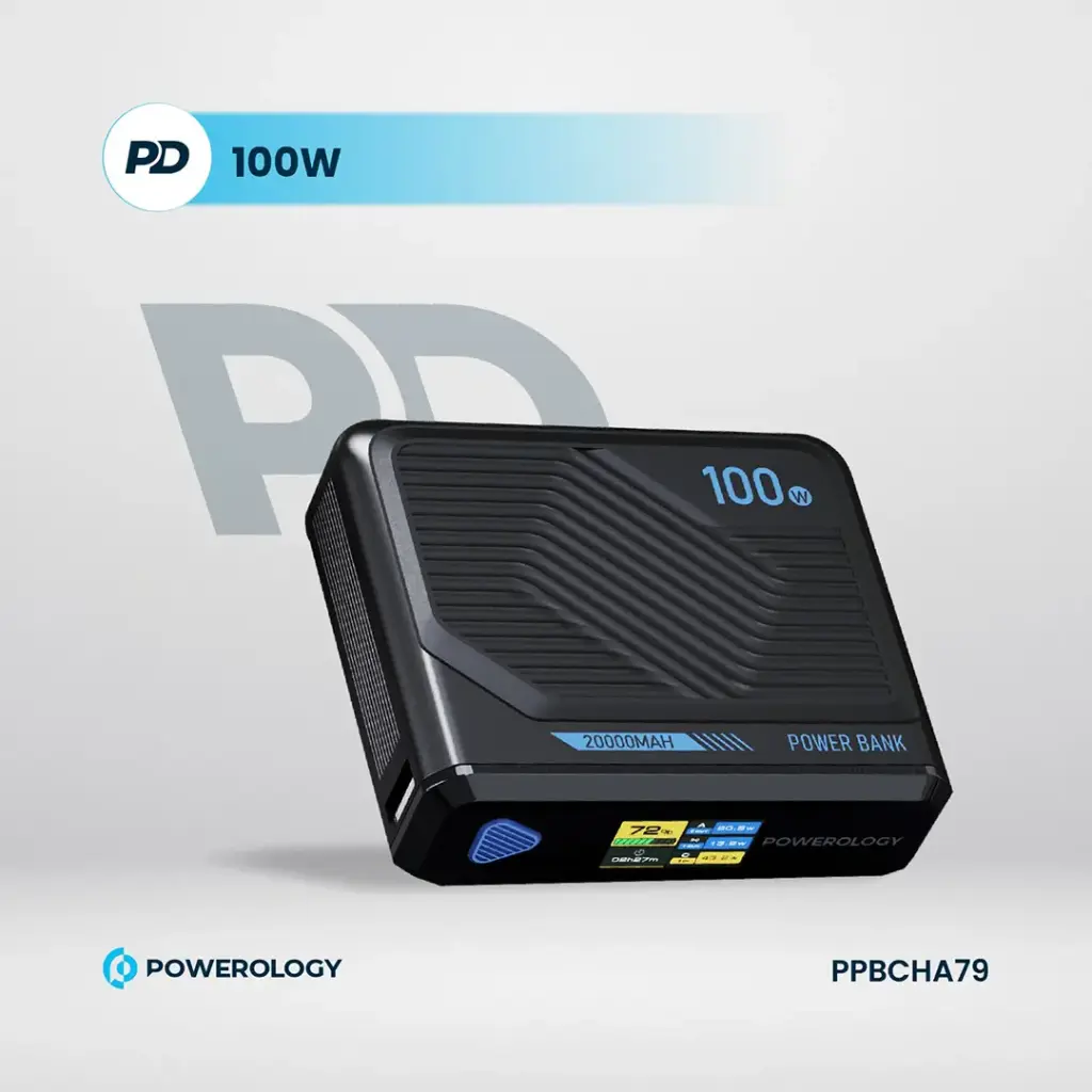 POWEROLOGY ULTRA MINI 20000MAH 15W POWERBANK BLACK PPBCHA79 - Image 3