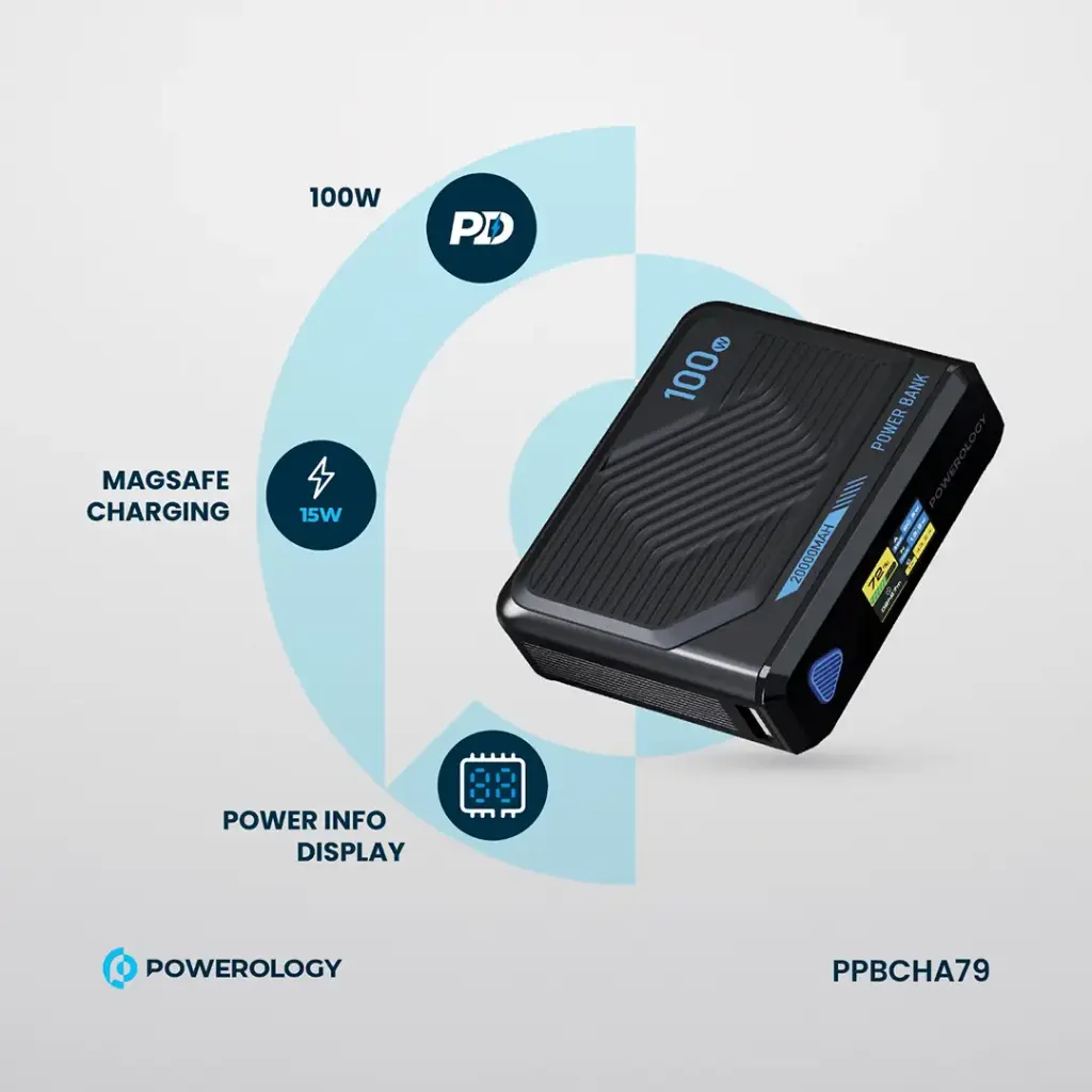 POWEROLOGY ULTRA MINI 20000MAH 15W POWERBANK BLACK PPBCHA79 - Image 2