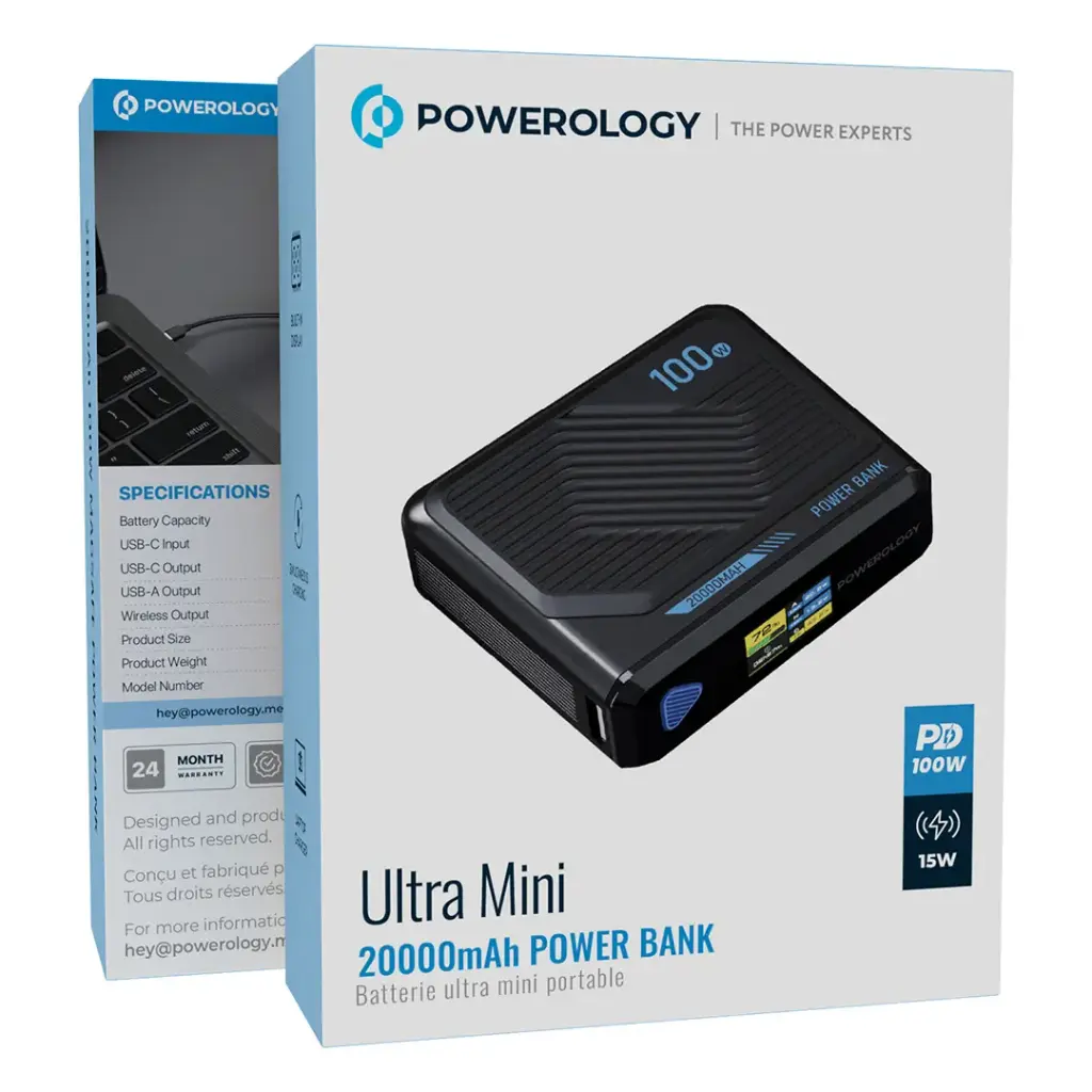 POWEROLOGY ULTRA MINI 20000MAH 15W POWERBANK BLACK PPBCHA79 - Image 8