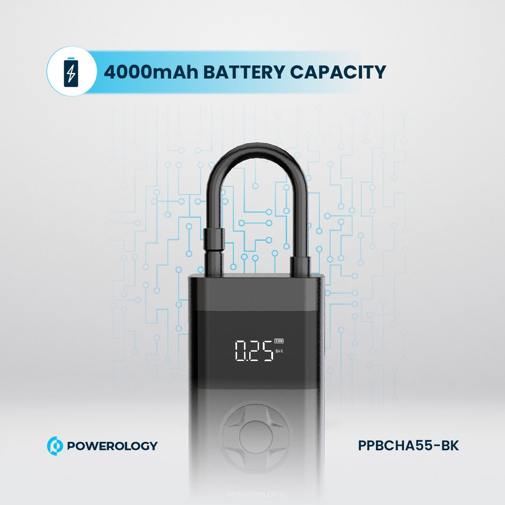 POWEROLOGY ULTRA PORTABLE AIR COMPRESSOR POWER BANK PP055 BLACK PPBCHA55 - Image 6
