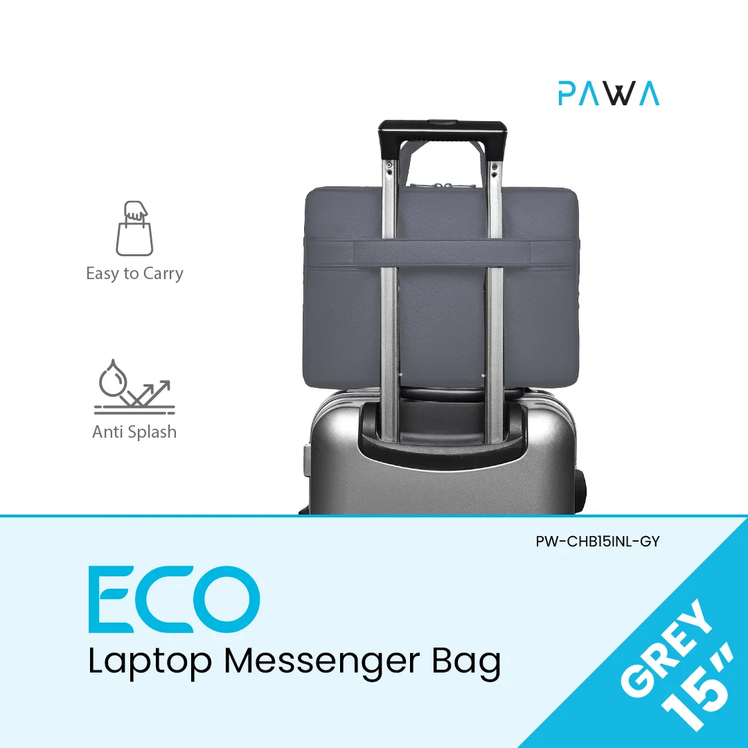 PAWA ECO LAPTOP MESSENGER BAG 15 INCH GREY PW-CHB15INL-GY - Image 4