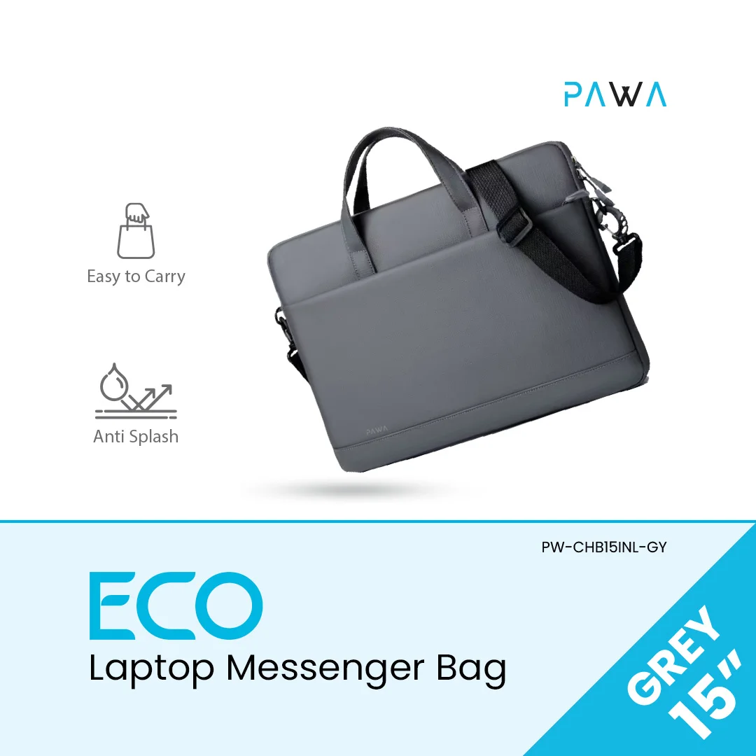 PAWA ECO LAPTOP MESSENGER BAG 15 INCH GREY PW-CHB15INL-GY - Image 2