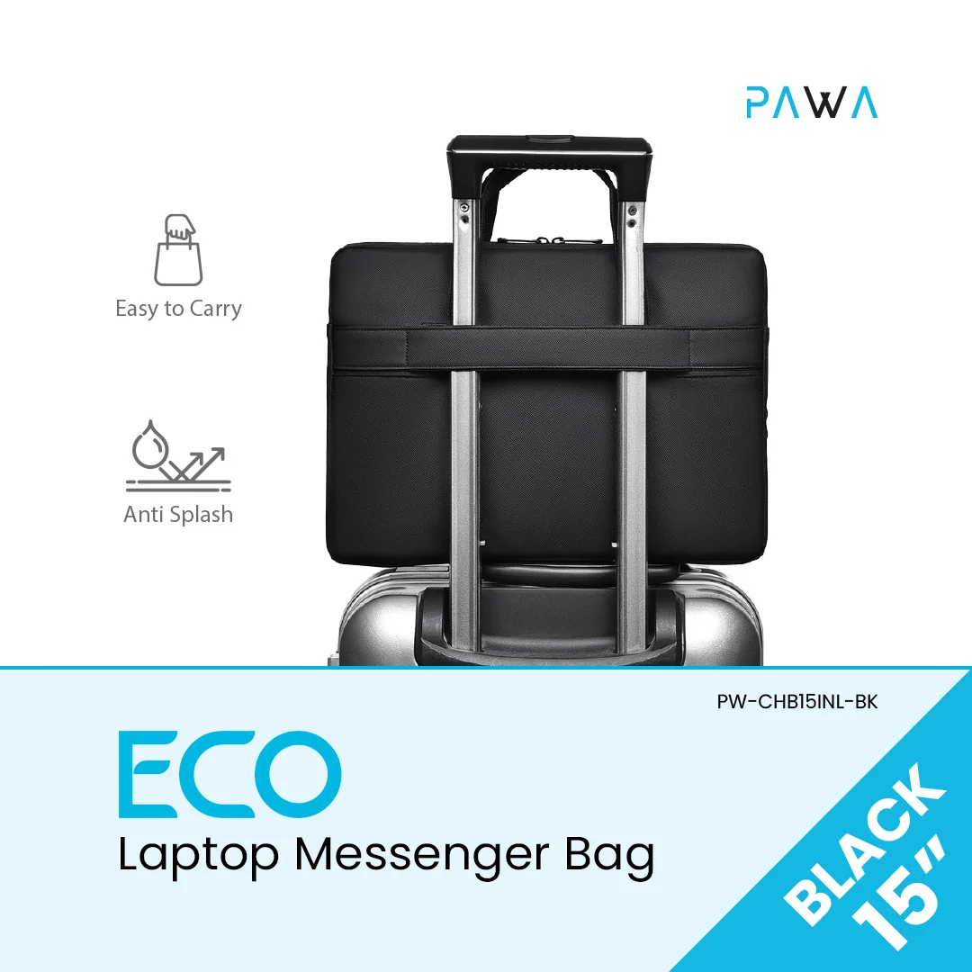 PAWA ECO LAPTOP MESSENGER BAG 15 INCH BLACK PW-CHB15INL-BK - Image 4