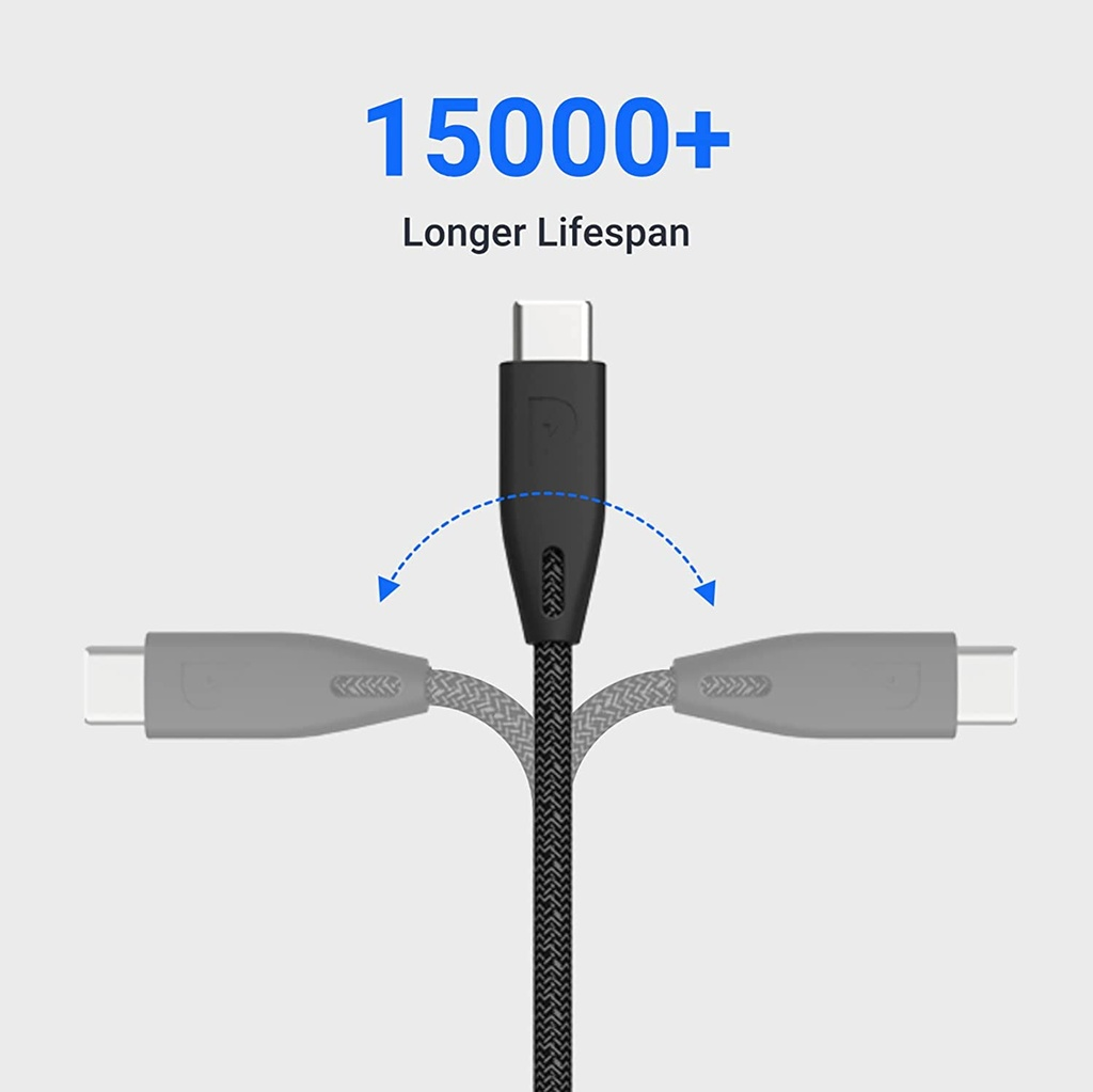 POWEROLOGY BRAIDED USB C TO USB C CHARGING CABLE 100W 2M BLACK PBCC2BK - Image 3