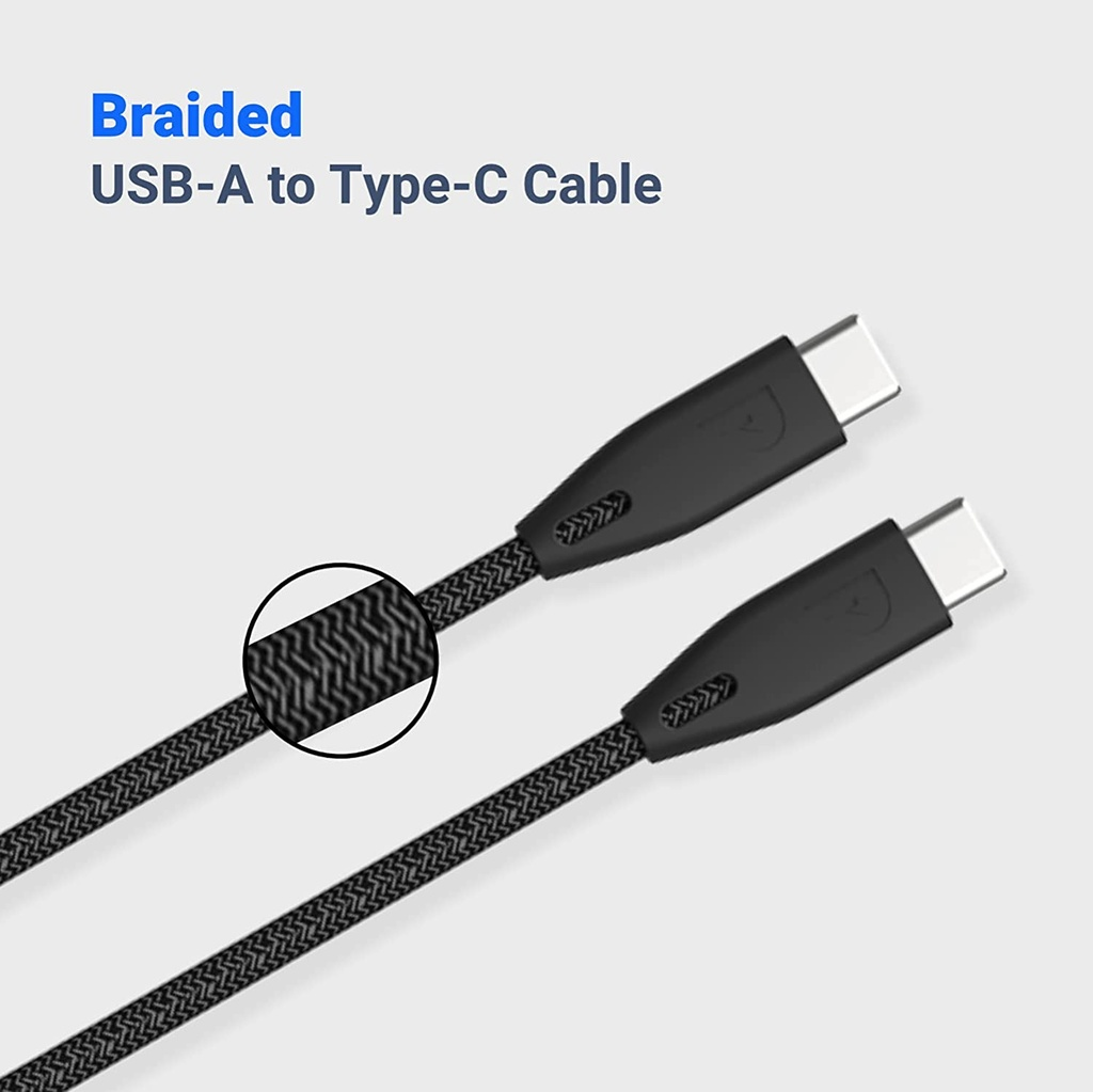 POWEROLOGY BRAIDED USB C TO USB C CHARGING CABLE 100W 2M BLACK PBCC2BK - Image 2