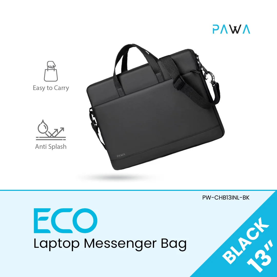 PAWA ECO LAPTOP MESSENGER BAG 13 INCH BLACK PW-CHB13INL-BK - Image 4