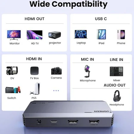 UGREEN AUDIO VIDEO CAPTURE CARD MIC HEADPHONE 4K/60HZ HDMI 10937 - Image 6