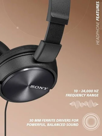 SONY WIRED ON EAR HEADPHONE WITH MIC BLACK MDR-ZX310AP - Image 5