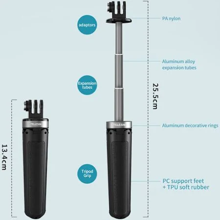 TELESIN MINI TRIPOD SELFIE STICK FOR ACTION CAMERA GP-MNP-092-X - Image 8