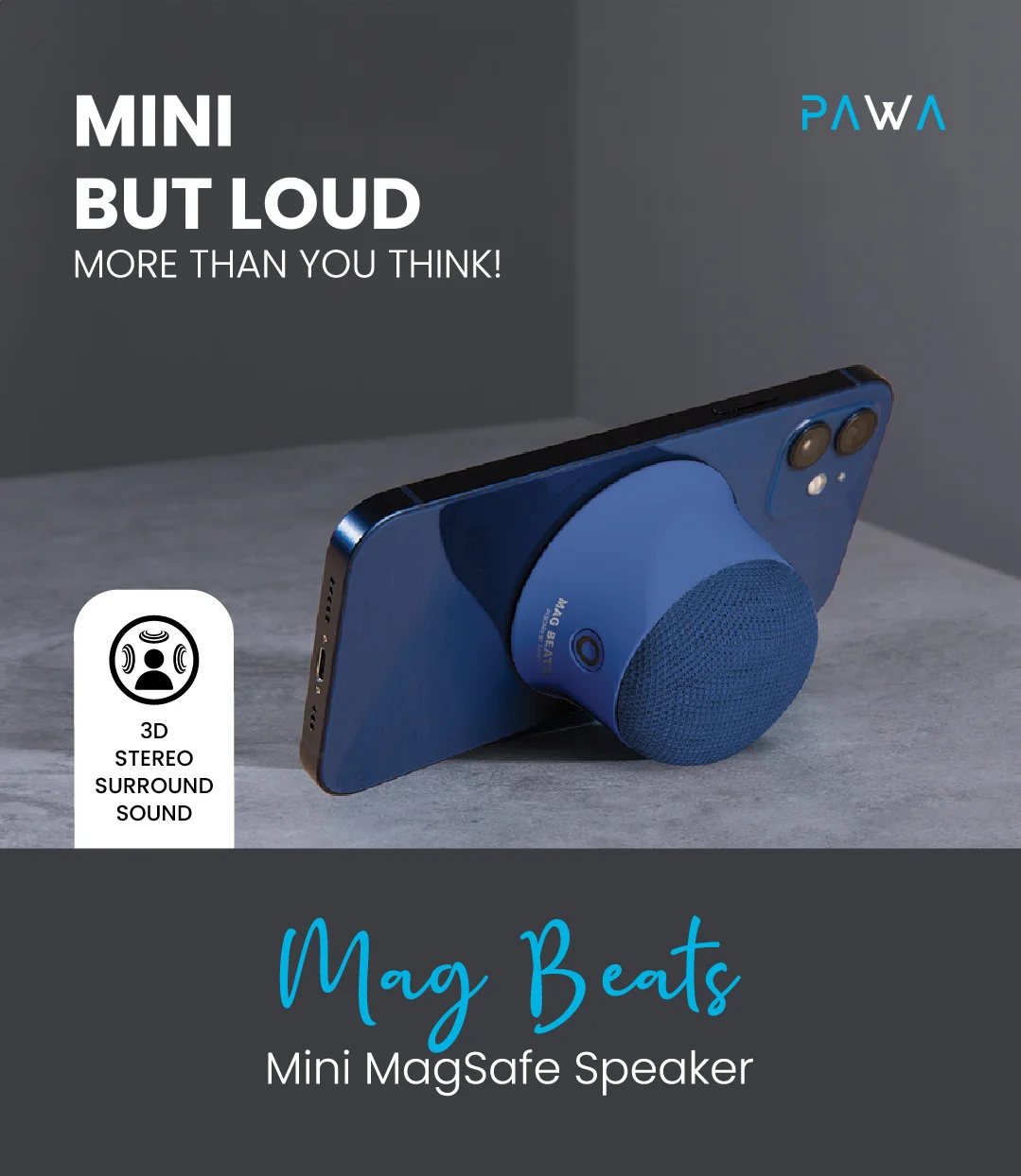 PAWA MAG BEATS MINI MAGSAFE SPEAKER BLUE PW-BTSPKMG2-BU - Image 2