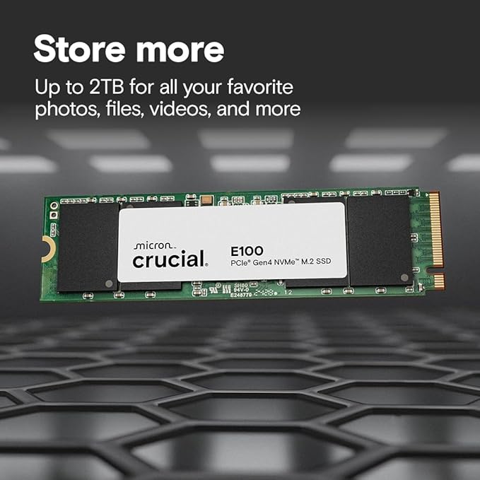 CRUCIAL E100 1TB PCIE GEN4 2280 NVME M.2 SSD CT1000E100SSD8 - Image 3