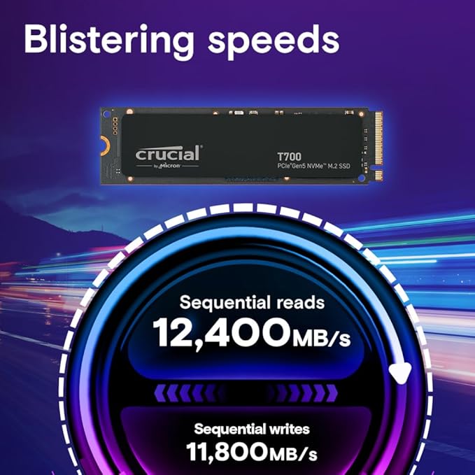 CRUCIAL T700 PRO 1TB PCIE GEN5 NVME M.2 INTERNAL SSD CT1000T700SSD3 - Image 2