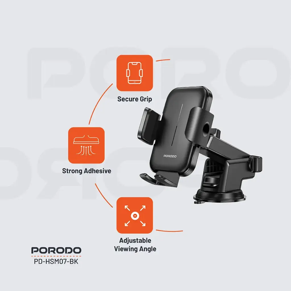 PORODO ADJUSTABLE CLAMPS DASH AND WINDSHIELD MOUNT BLACK PD-HSM07-BK - Image 3