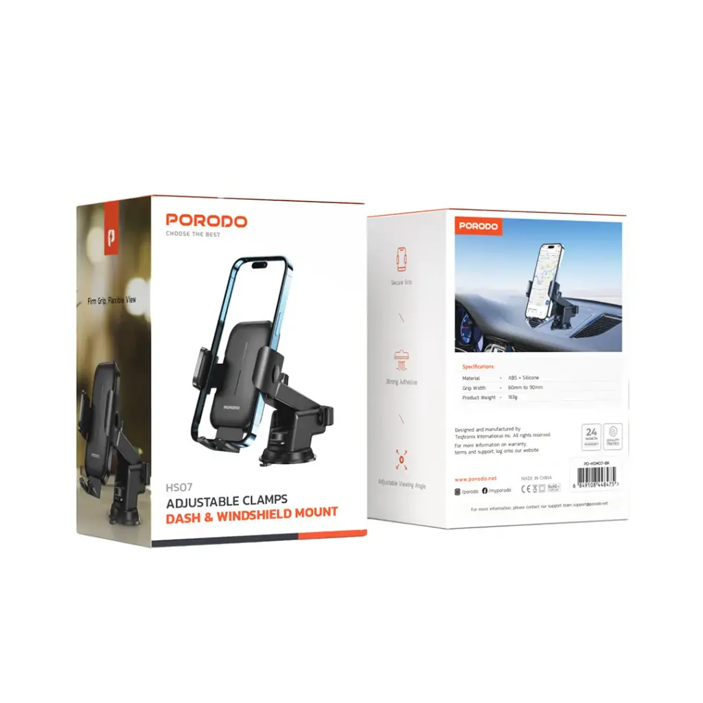 PORODO ADJUSTABLE CLAMPS DASH AND WINDSHIELD MOUNT BLACK PD-HSM07-BK - Image 2