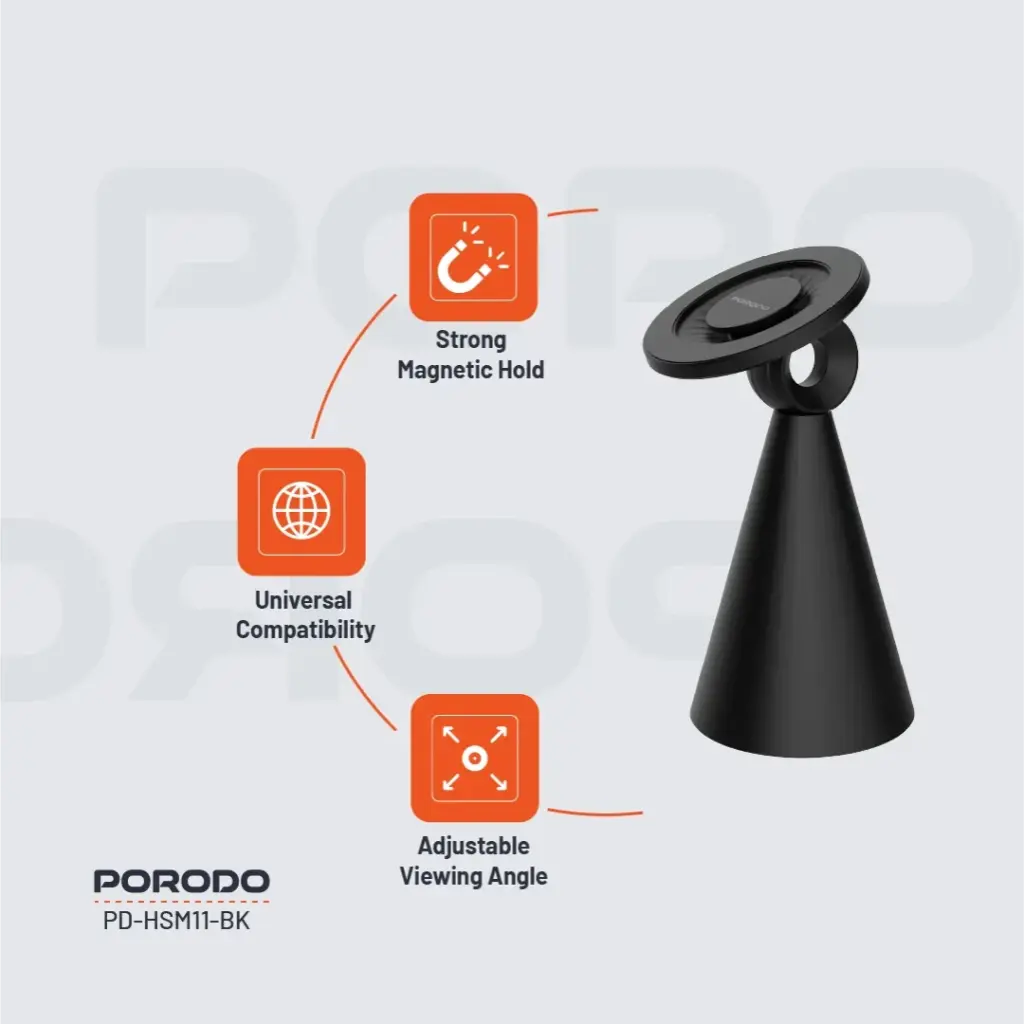 PORODO MAGSAFE MAGNETIC DESK MOUNT BLACK PD-HSM11-BK - Image 3