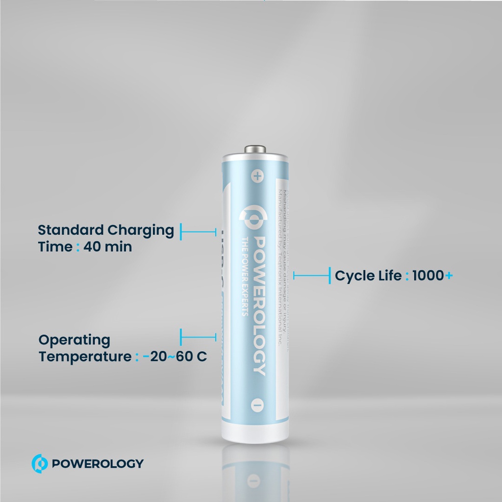 POWEROLOGY USB-C RECHARGEABLE LITHIUM BATTERY AA WHITE PAAV2RBT - Image 7