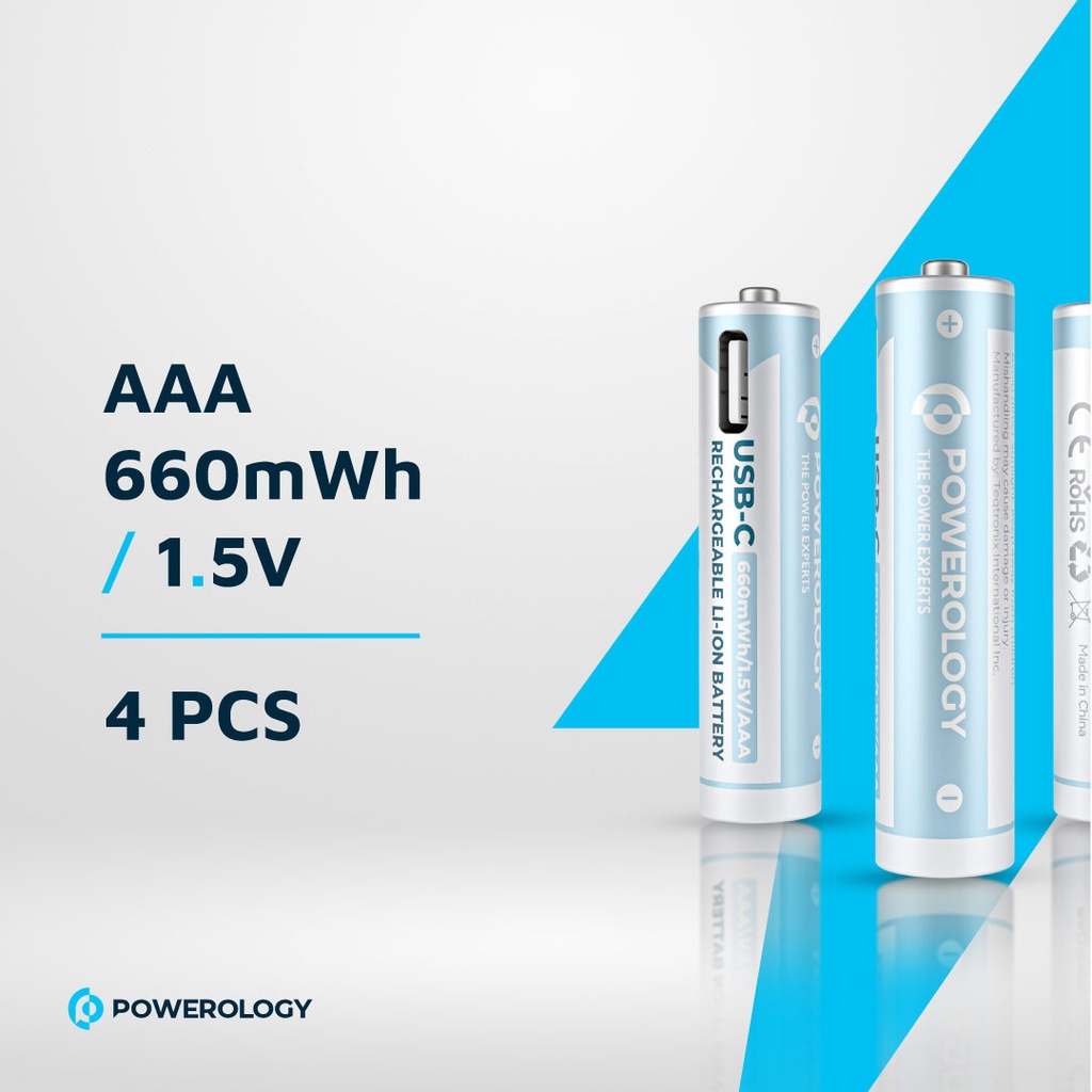 POWEROLOGY USB-C RECHARGEABLE LITHIUM BATTERY AA WHITE PAAV2RBT - Image 5