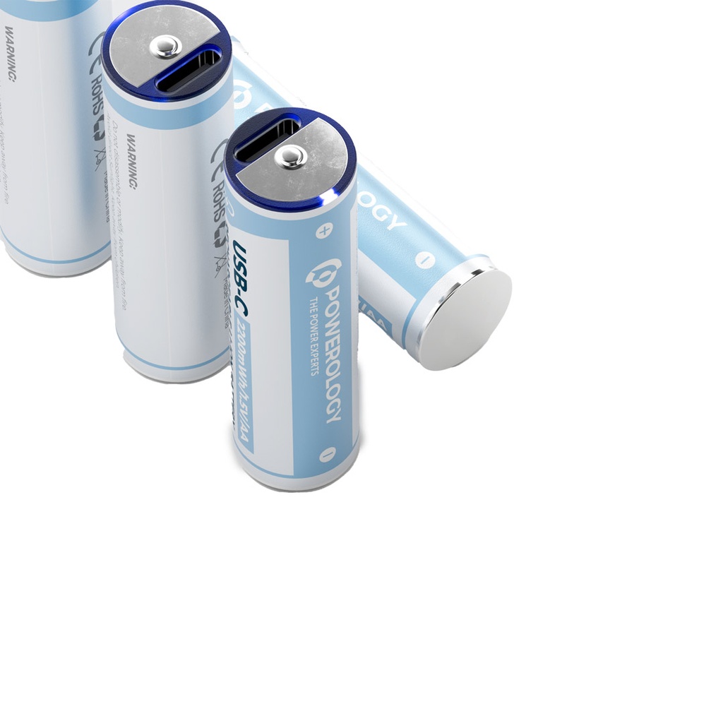 POWEROLOGY USB-C RECHARGEABLE LITHIUM BATTERY AA WHITE PAAV2RBT - Image 3