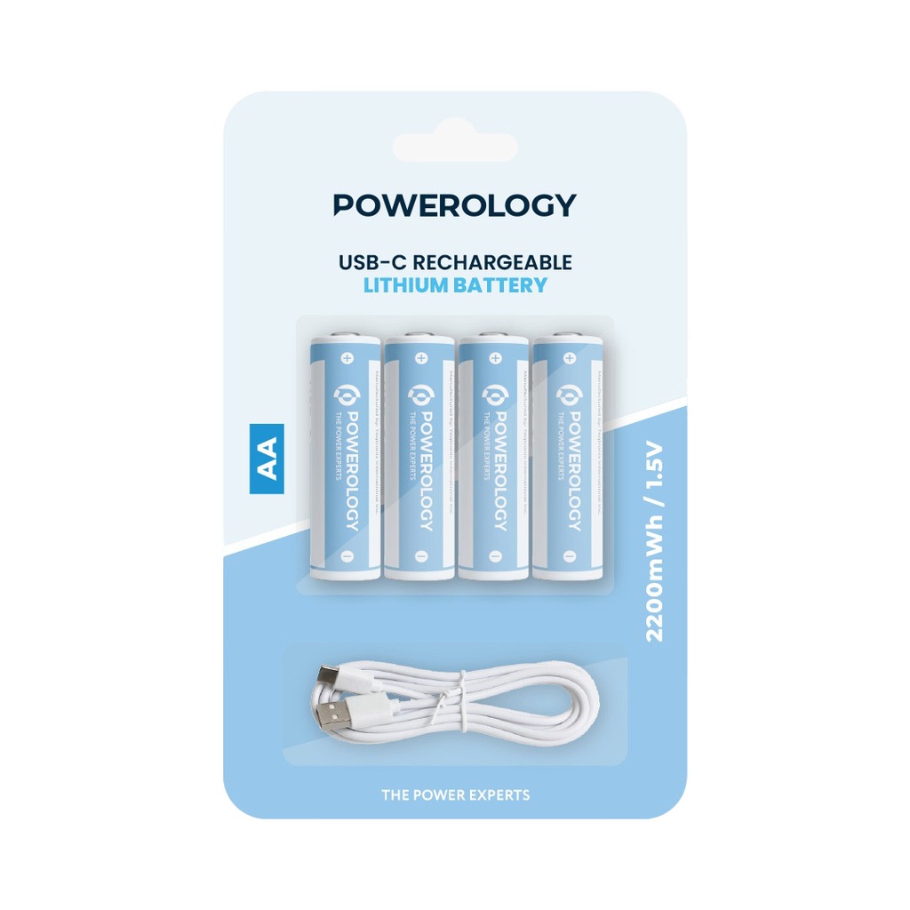 POWEROLOGY USB-C RECHARGEABLE LITHIUM BATTERY AA WHITE PAAV2RBT - Image 4