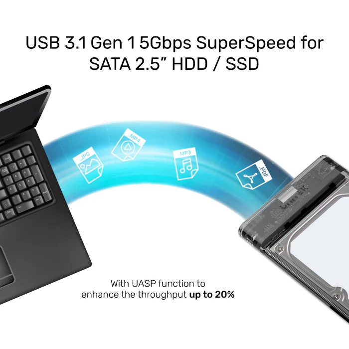 UNITEK 2.5 INCH SATA HARD DRIVE DISKGUARD LIMPID R BLACK S1103A - Image 9