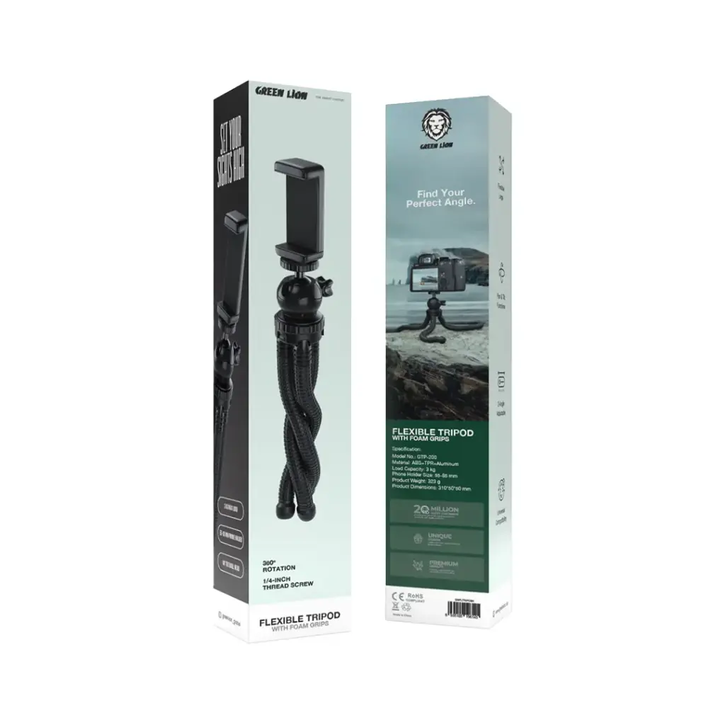 GREEN LION FLEXIBLE TRIPOD WITH FOAM GRIPS BLACK GNFLTRIPDBK - Image 9