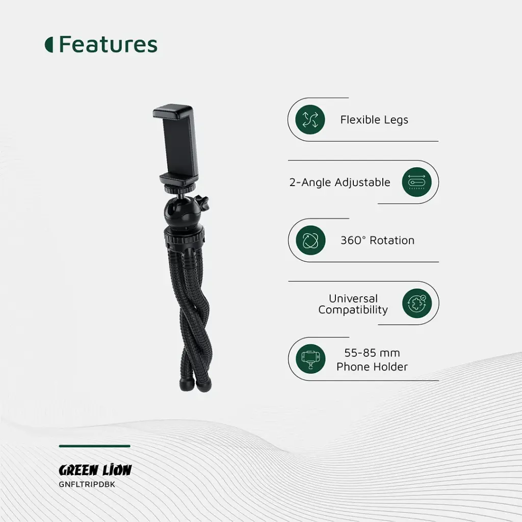 GREEN LION FLEXIBLE TRIPOD WITH FOAM GRIPS BLACK GNFLTRIPDBK - Image 8