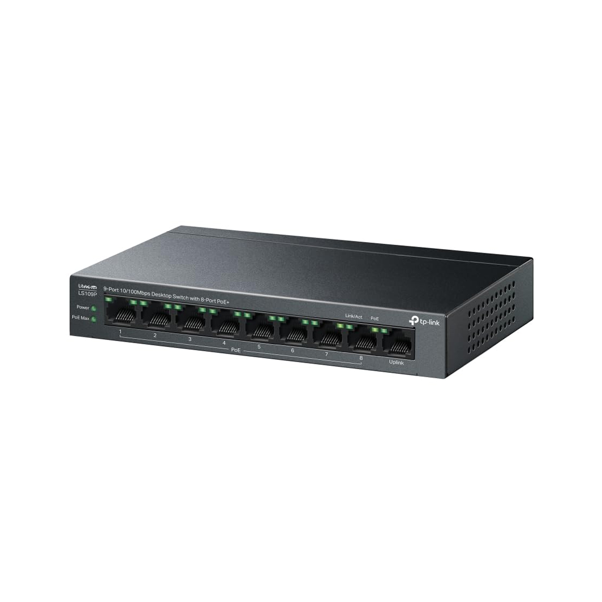 TP-Link LS109P PoE+ Switch, 9-Port 10/100Mbps Switch, Desktop PoE+ Switch, TP-Link LS109P