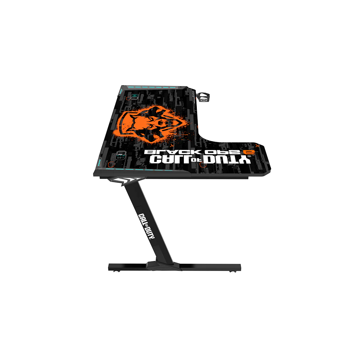 GAMEON CALL OF DUTY RGB FLOWING LIGHT GAMING DESK WITH TABLE MOUSE PAD BLKOPS6-RAPTOR-L - Image 3