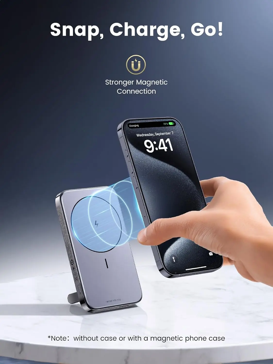 UGREEN UNO 5000MAH MAGNETIC WIRELESS POWERBANK GRAY PB571 35605B - Image 3