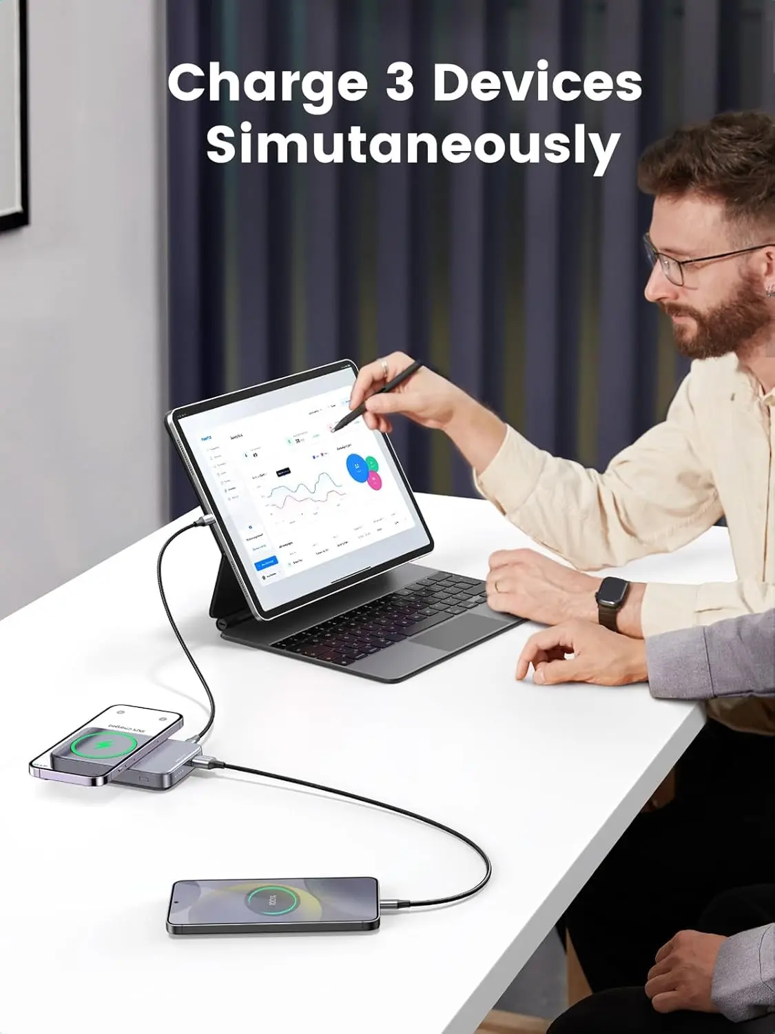 UGREEN UNO 5000MAH MAGNETIC WIRELESS POWERBANK GRAY PB571 35605B - Image 5