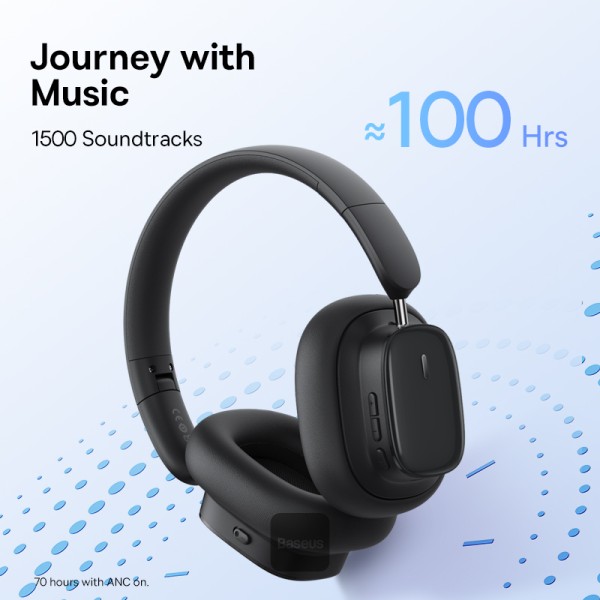 BASEUS BOWIE H1I NOISE CANCELLATION WIRELESS HEADPHONE CLUSTER BLACK - Image 4
