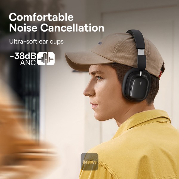 BASEUS BOWIE H1I NOISE CANCELLATION WIRELESS HEADPHONE CLUSTER BLACK - Image 2