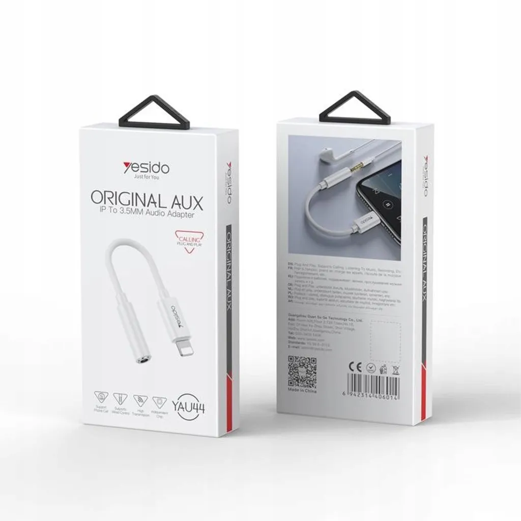 YESIDO LIGHTNING TO 3.5MM FEMALE AUX AUDIO CABLE 30CM WHITE YAU44 - Image 2