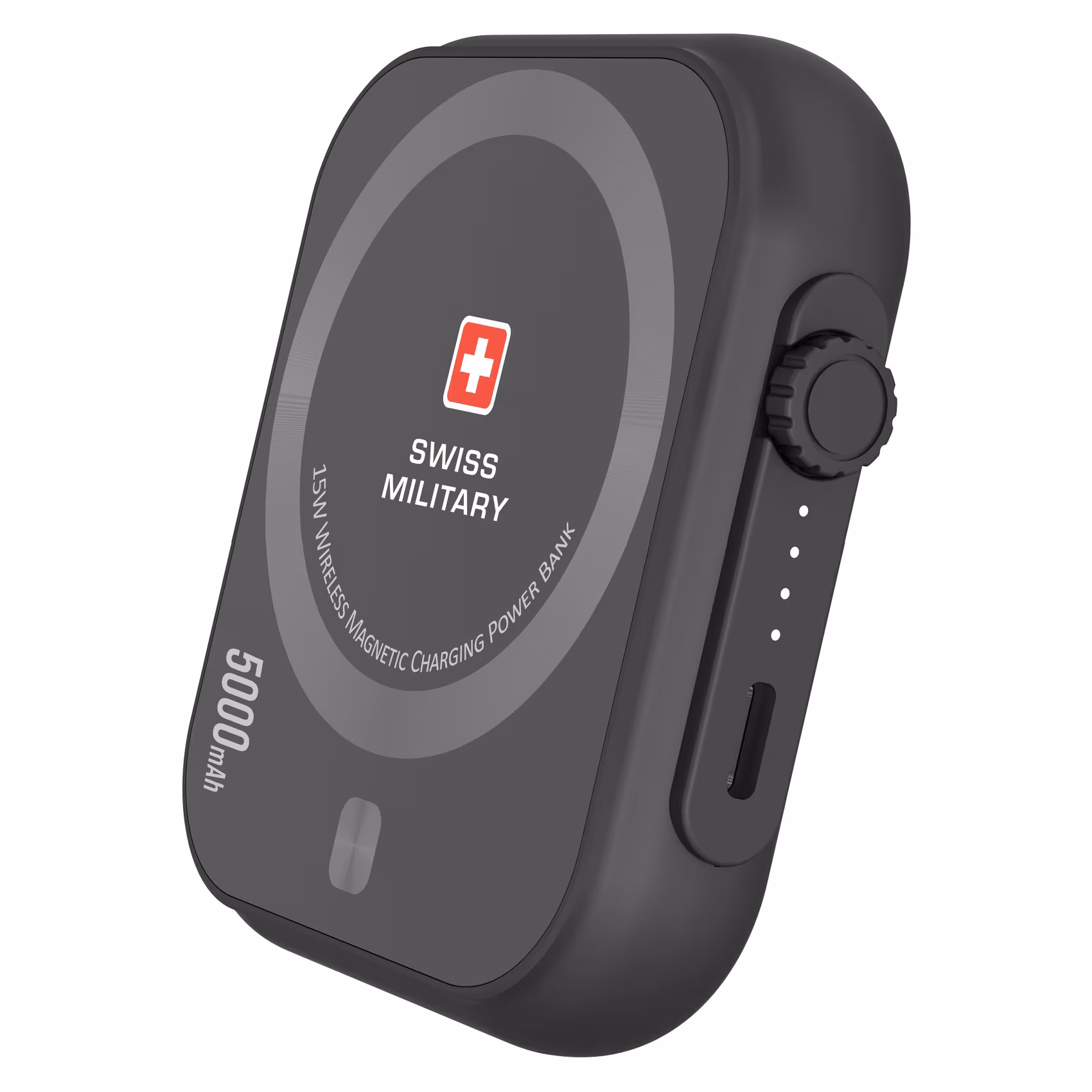 SWISS MILITARY 5000MAH WIRELESS MAGNETIC CHARGING PORTABLE POWERBANK BLACK - Image 2