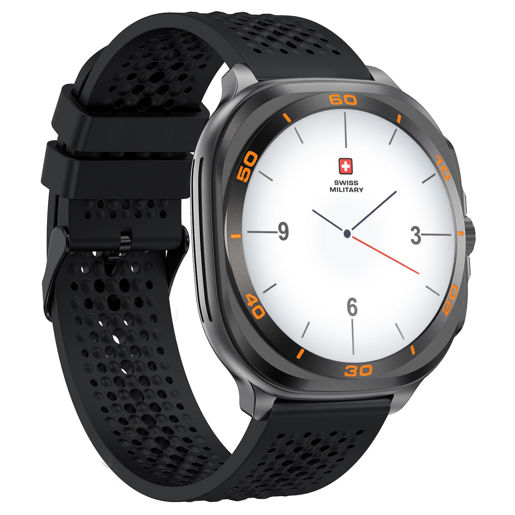 SWISS MILITARY DOM 7 GUNMETAL FRAME WITH BLACK SILICON STRAP - SM-WCH-DOM7-GUNF-BLKS - Image 2
