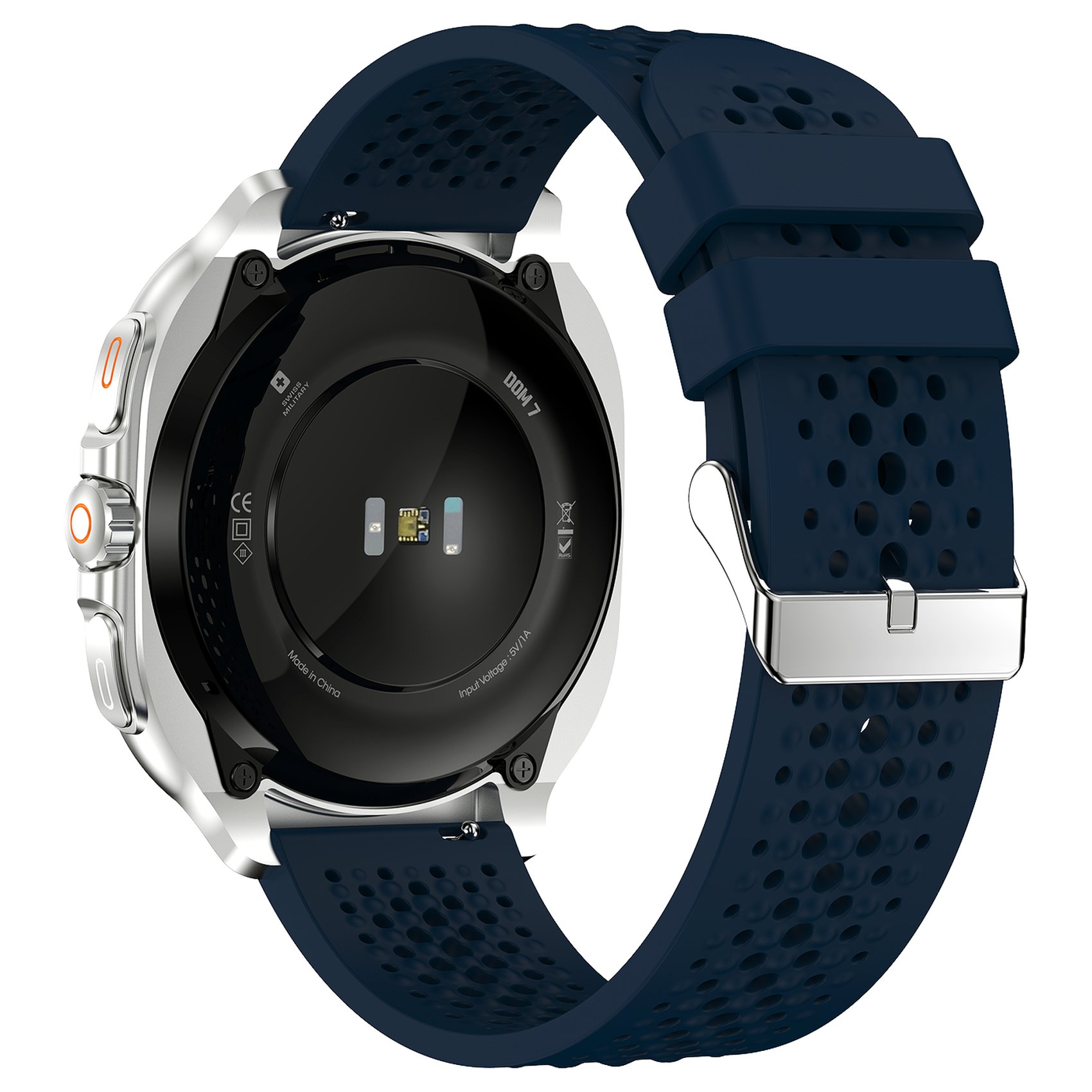 SWISS MILITARY DOM 7 SILVER FRAME WITH BLUE SILICONE STRAP SM-WCH-DOM7-SILF-BLUS - Image 4