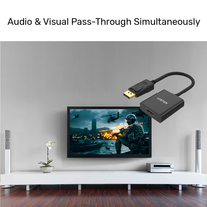 UNITEK DISPLAY PORT TO HDMI ADAPTER BLACK Y-5118DA - Image 5