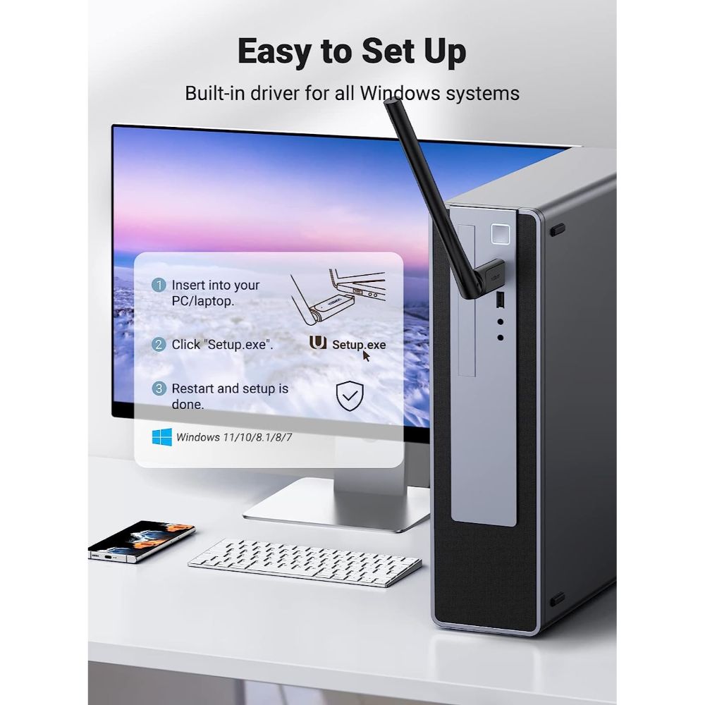 UGREEN AC650 HIGH GAIN DUAL BAND WIRELESS USB ADAPTER 90339 - Image 3