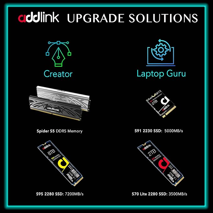 ADDLINK S70 LITE NVME M.2 2280 PCI-E GEN 3X4 1TB SSD BLACK AD1TBS70LTM2P - Image 3