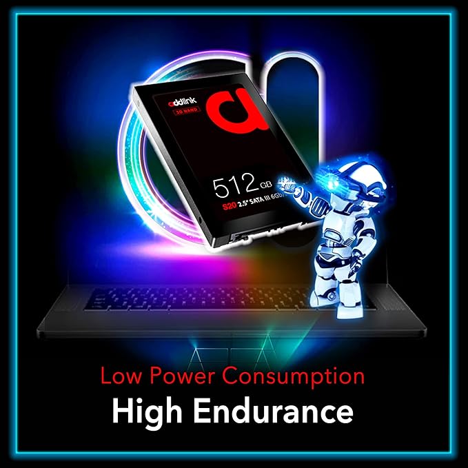 ADDLINK 2.5 INCH 3D NAND SATA III 6GB/S 512GB SSD BLACK AD512GBS20S3S - Image 4