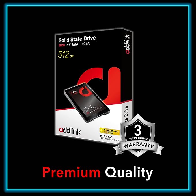 ADDLINK 2.5 INCH 3D NAND SATA III 6GB/S 512GB SSD BLACK AD512GBS20S3S - Image 2